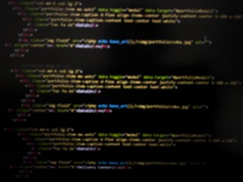 Defocused abstract background of computer program code that is often used Stock Photos