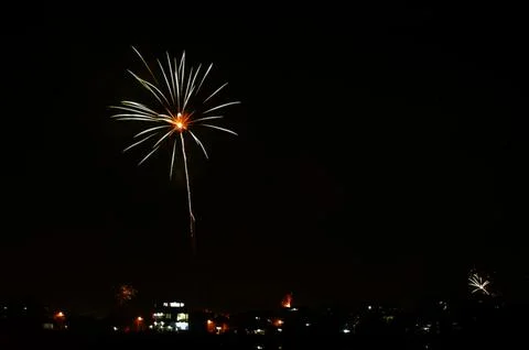 Defocused abstract background of fireworks 스톡 사진
