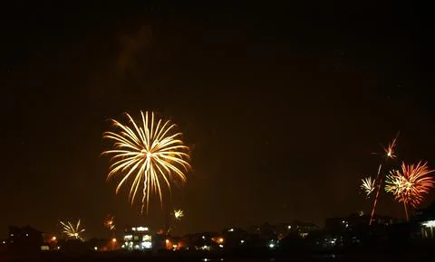 Defocused abstract background of fireworks 스톡 사진