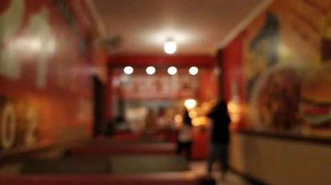 Defocused abstract background of fried chicken shop interiors Stock Photos