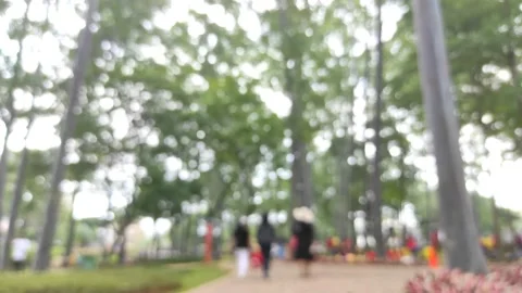 Defocused abstract background of people who are visiting the new park Stock Footage 195397101