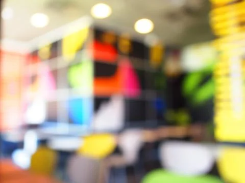 Defocused and blur image of the interior of the childrens cafe Stock Photos