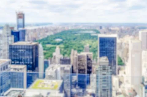 Defocused background with aerial view of Central Park, New York Stock Photos