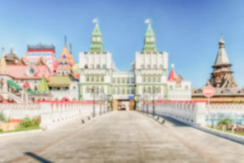 Defocused background with the iconic Izmailovskiy Kremlin in Moscow, Russia Foto stock