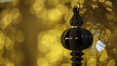 Defocused background lights decorations on Christmas tree glowing garlands Stock Footage 320021946