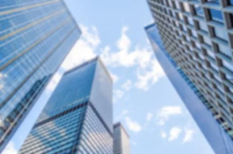 Defocused background with Manhattan skyscrapers, New York City Stock Photos