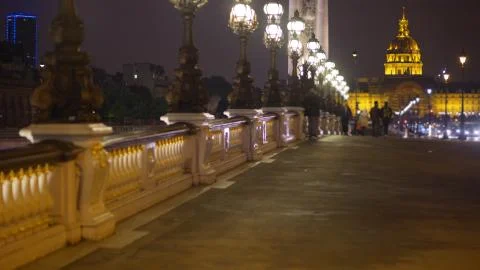 Defocused background plate of Pont Alexandre III and Les Invalides in Paris Stock Photos