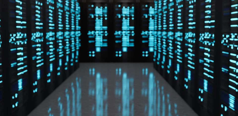 Defocused background of a server room Foto stock