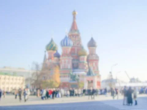 Defocused Background of St. Basil's Cathedral in Moscow, Russia. Stock Photos
