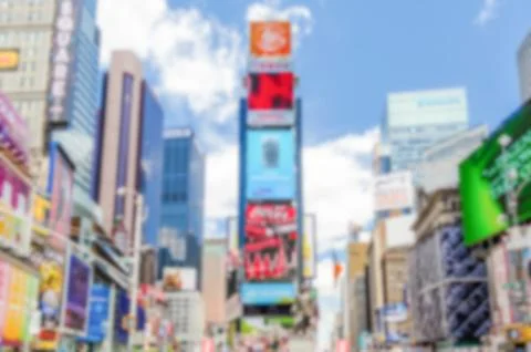 Defocused background of Times Square in New York City Stock Photos