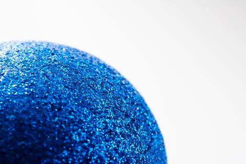 Defocused blue glitter texture surface christmas ball abstract background. Se Stock Photos