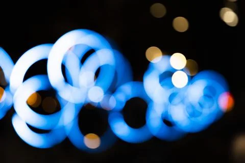 Defocused Blue Ring Lights Abstract Background Stock Illustration