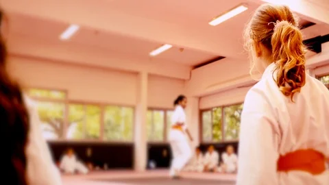 Defocused blur , Karate training - kata 4 Stock-Footage 77378343