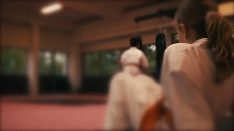 Defocused blur , Karate training - kata 2 Stock Footage 77378884