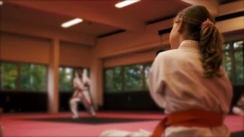 Defocused blur , Karate training - kata1 Video stock 77378985