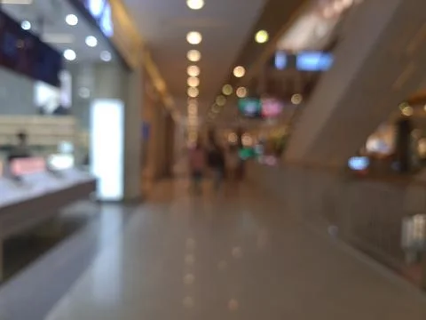 Defocused blur view inside shopping mall Foto stock