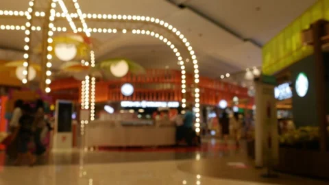 Defocused blurred interior of a modern shopping mall Stock Footage 332292990
