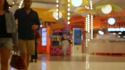Defocused blurred interior of a modern shopping mall Stock Footage 332293149