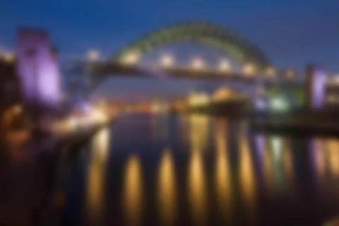 Defocused blurred twilight evening view of the Tyne Bridge, Newcastle Stock Photos