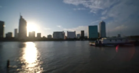 Defocused, blurry, blurred panoramic of Ho Chi Minh city, Vietnam Stock Footage 102728344
