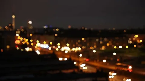 Defocused bokeh Berlin city lights Stock Footage 78041513