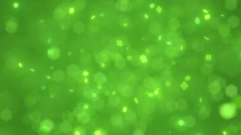 Defocused Bokeh green background, glitter float ,St. Patrick's Day, shamrocks Vídeo Stock 302348397