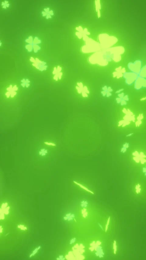 Defocused Bokeh green background, glitter float ,St. Patrick's Day, shamrocks Stock Footage 302350971