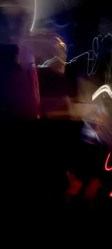 Defocused Bokeh Lights Abstract texture. Night Bokeh Light In Big City Stock Photos