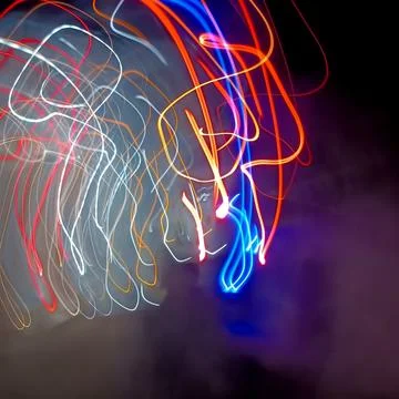 Defocused Bokeh Lights Abstract texture. Night Bokeh Light In Big City Stock Photos
