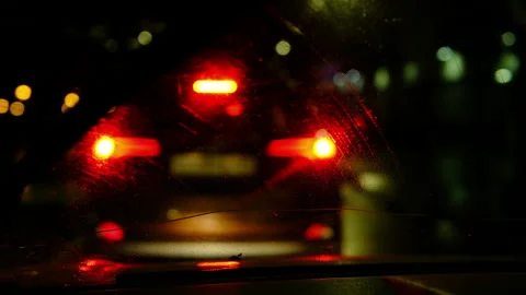 Defocused bokeh lights when traffic jam Stock Footage 285952800