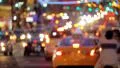 Defocused busy street traffic in New York City at night 4k or 4k+ Resolution