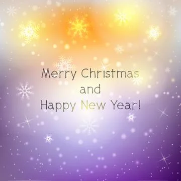 Defocused Christmas lights background with snowflakes and sparkles. Stock Illustration