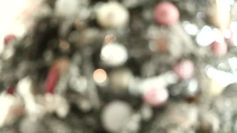 Defocused Christmas tree with lights and ornaments. Stock Footage 166466064