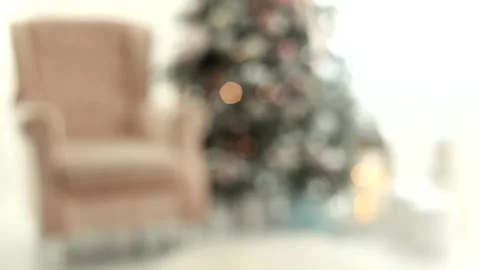 Defocused Christmas tree with lights and ornaments. Stock Footage 166642116