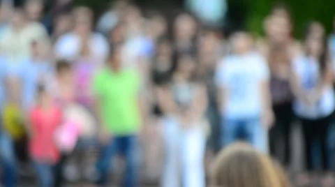 Defocused crowd on the street Stock Footage 67455887