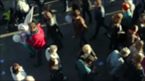 Defocused Crowd Top View Stock Footage 50952004