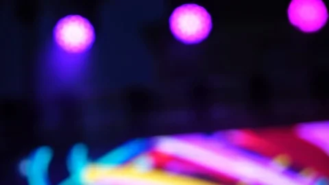 Defocused entertainment concert lights on the stage, Background, bokeh Stock Footage