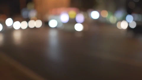 Defocused evening street road with fast vehicle motion Stock Footage 116985959