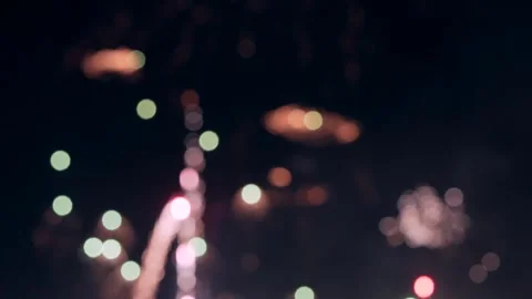 Defocused Fireworks Bokeh Lights Abstract Background Stock Footage 331769379
