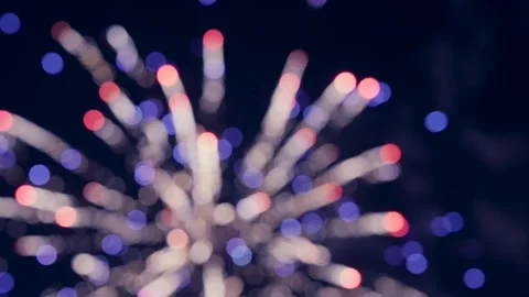 Defocused Fireworks Bokeh Lights Abstract Background Stock Footage 331769389