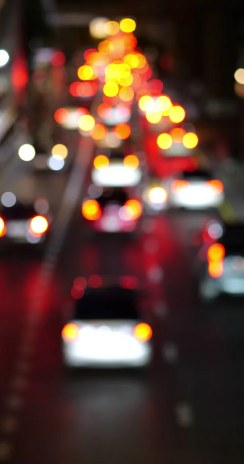 Defocused gathering traffic jam at late evening on Bangkok street Stock Footage 326375786
