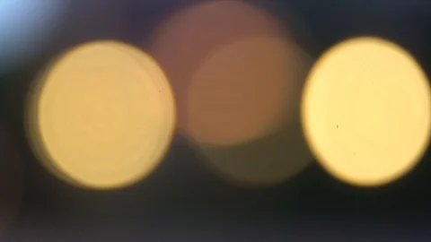 Defocused golden circles light effects, abstract blurred motion boche background Stock Footage 93397823