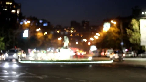 Defocused highway traffic during evening rush hour. The small defocused lights Stock Footage 81157552