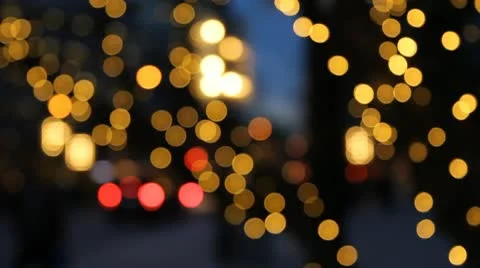 Defocused holiday lights. Wide. Stock Footage