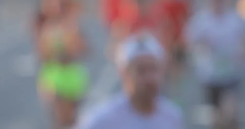 Defocused image of people running semi-marathon Stock Footage 297872464