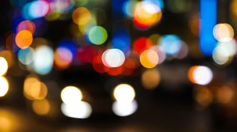 Defocused Late Night Traffic in a Big City Stock Footage 43537151