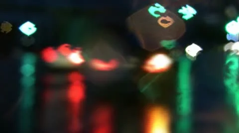 Defocused light & rain reflections Stock Footage