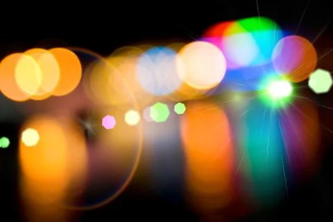 Defocused lights of the city. Stock Photos