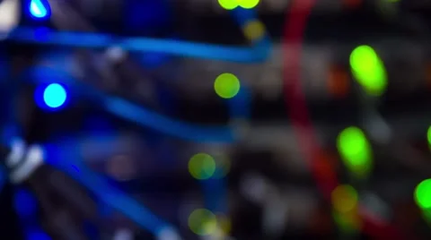 Defocused Lights Of Modern Working Data Servers Video stock 56912965