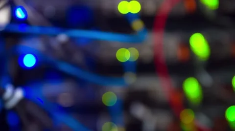 Defocused Lights Of Modern Working Data Servers Vidéo 56913976